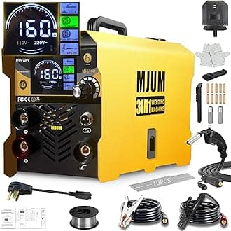 MIG Welder Portable Welding Machine: 160A 110V/220V Dual Voltage 3-in-1 Flux Core Mig/Stick/Lift TIG Welding Set for Beginner - Indoor Outdoor Welders with IGBT Inverter Synergic Control LED Digital