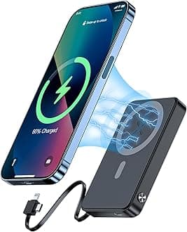 HUOTO Magnetic Power Bank,10000mAh Wireless Portable Charger USB C Cords Battery Pack Fast Charging for Phones, 22.5W PD Fast Charging Battery Pack for MagSafe for iPhone 15/14/13/12 Series