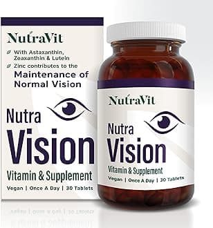 NUTRAVISION - Eye Support Vitamin | Eye Care Supplement - Eye Health Supplement - Includes Astaxanthin, Zeaxanthin & Lutein - 30 Tablets - by Nutra VIT - Vitamin/Supplement