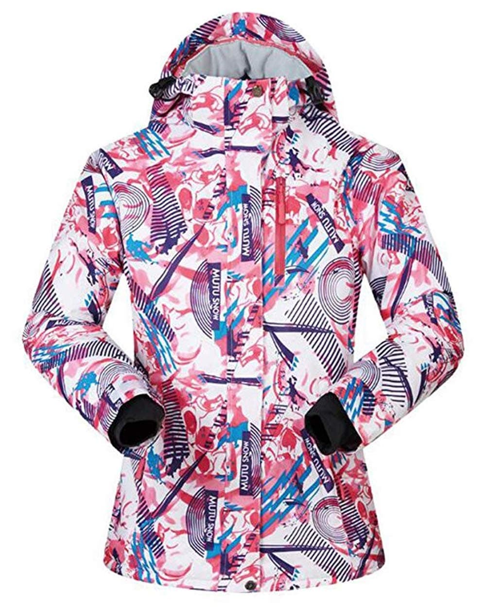ELETOP Womens Ski Jacket Windproof Snow Jacket Waterproof Snowboarding Rain Coat Pink-XS