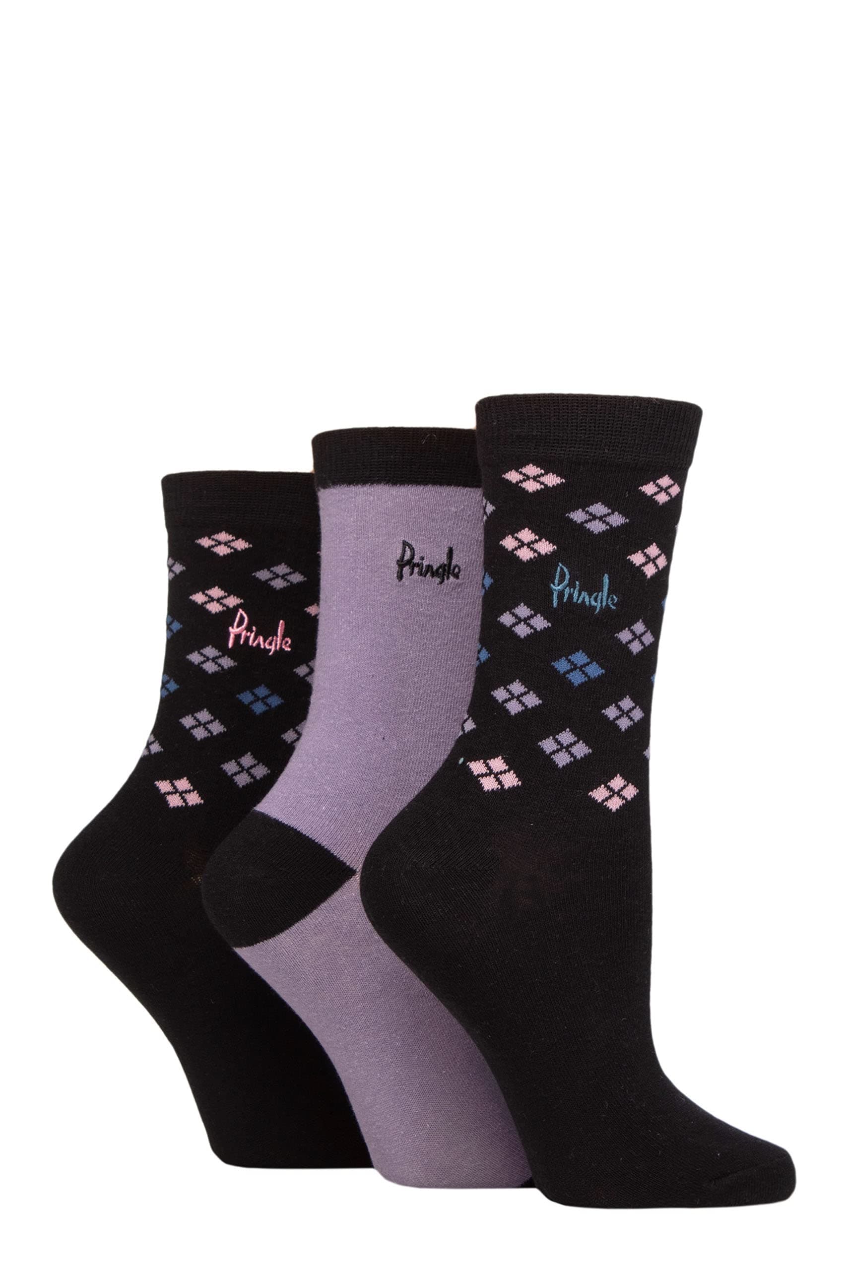 Pringle Ladies Patterned Cotton and Recycled Polyester Socks Pack of 3