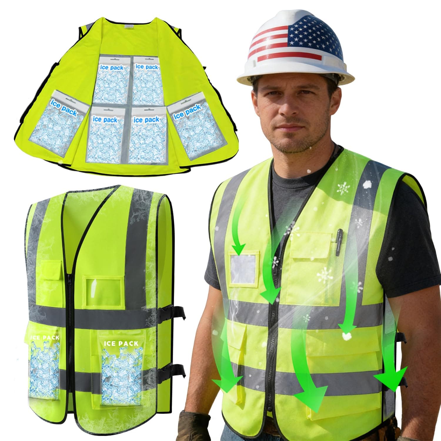 Cooling Ice Vest with 24pcs Ice Pack - Cooling Vest with Adjustable Strap Cool Vest with Pockets