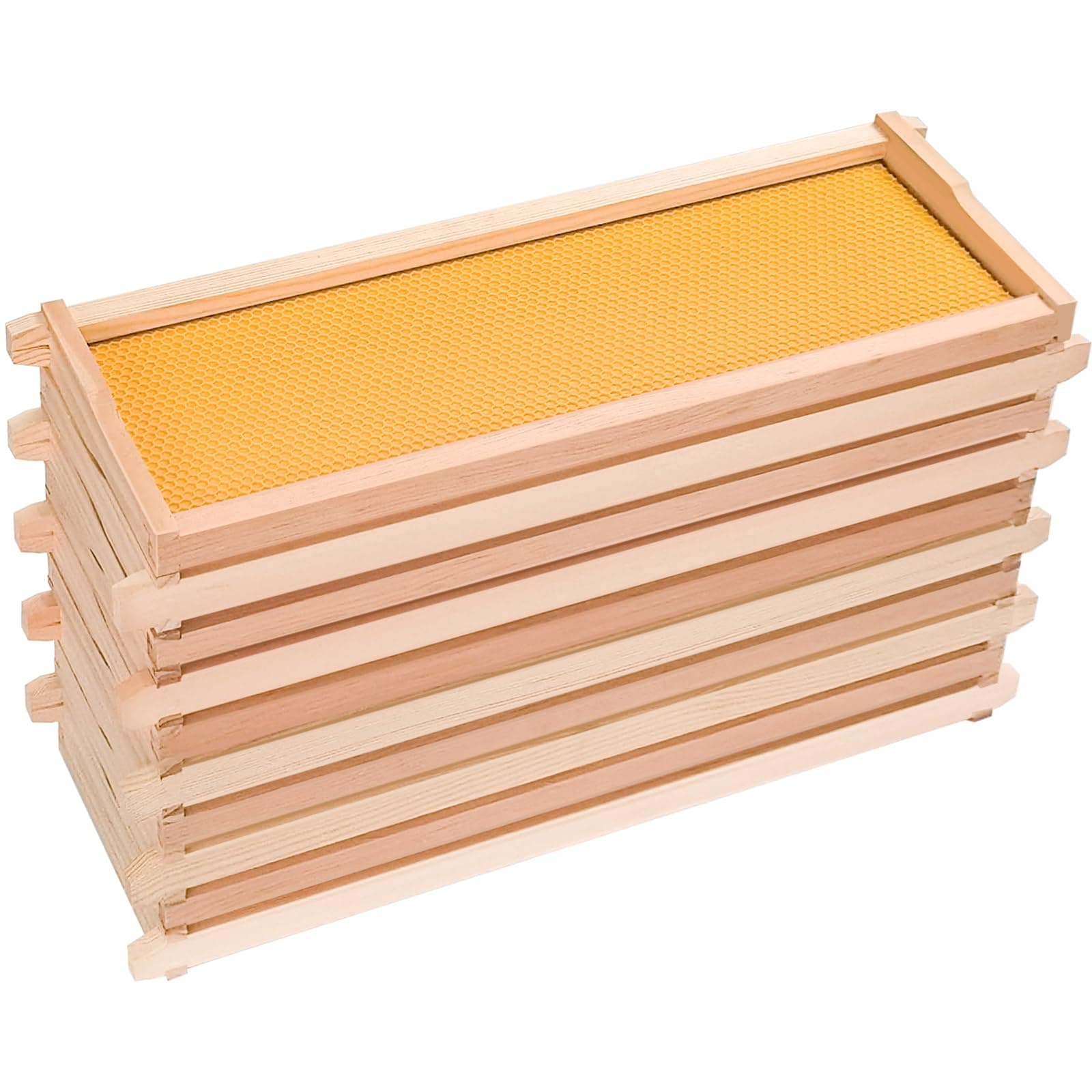 BeeTech 10-Pack Medium Super Box Wooden Beehive Frames and Beeswax Dipped Plastic Foundations for Beekeeping (Unassembled)