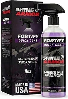 Car Wax Spray and Ceramic Coating for Cars - 3 in 1 Waterless Car Wash and Detailing - Quick Effect Coating Agent for Car - High Gloss Car Coating Spray, Shiny Car Stuff by Shine Armor - 8FlOz
