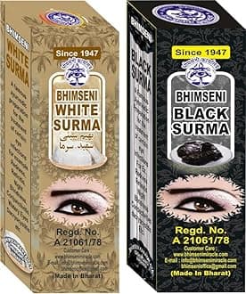 Bhimseni Karyalay Black & White Surma For Enhance Your Eyes: Iconic Look And Stain-Free Elegance