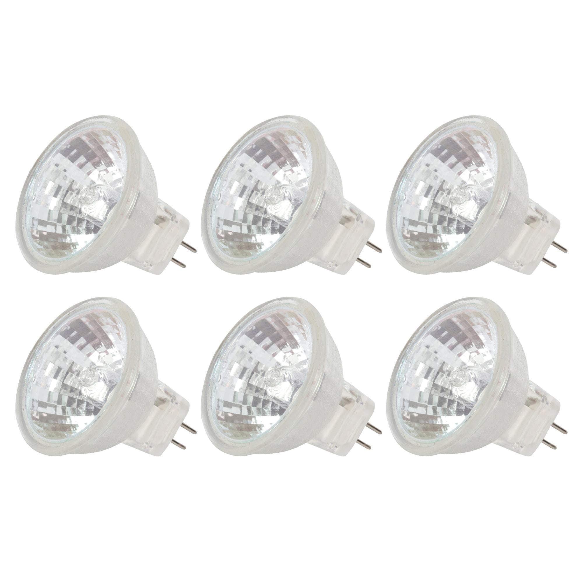 MR11 Halogen 20W 12V FTD Spotlight Light Bulbs (6 Pack) 2-Pin 220lm for Landscape, Accent, Track Lights, and Fiber Optics, GU4 Bi-Pin Base, Glass Cover, Warm White 2700K Dimmable