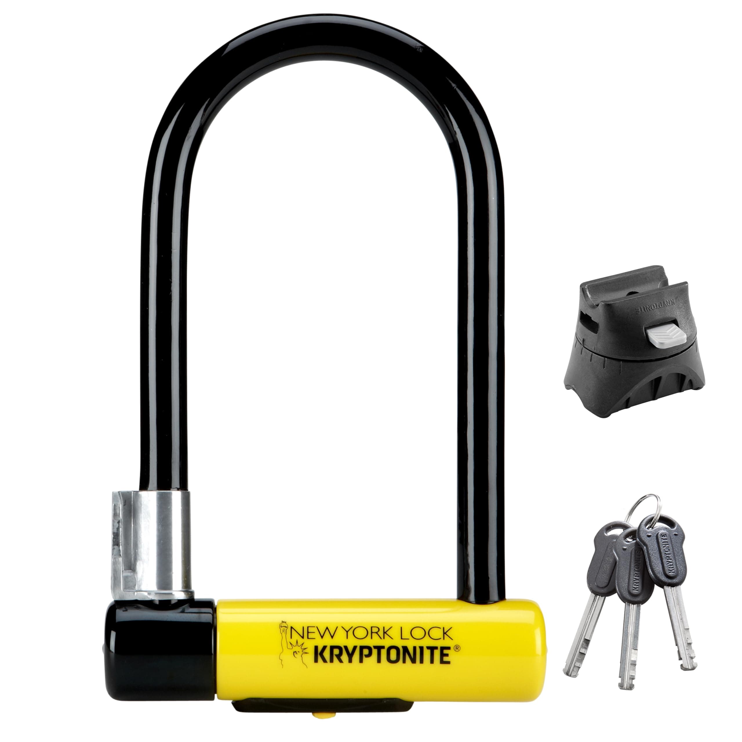 Kryptonite New York Standard Lock with Flex Frame U-Bracket - Yellow, Standard Shackle