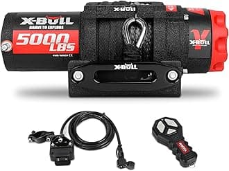 γ Series Winch 5000 lb. Load Capacity with Synthetic Rope and Hawse Fairlead, Waterproof IP68, Wireless & Wired Remote with Mounting Plate for ATV/UTV,Boat Trailer Winch
