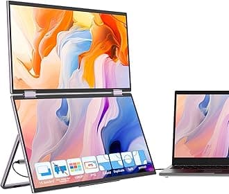 InnoView Laptop Screen Extender 15.6" Dual Monitors (Wins/Mac) Stacked Foldable Triple Monitor 1080P Portable Monitor for Laptop 90°/180° Automatic Rotation