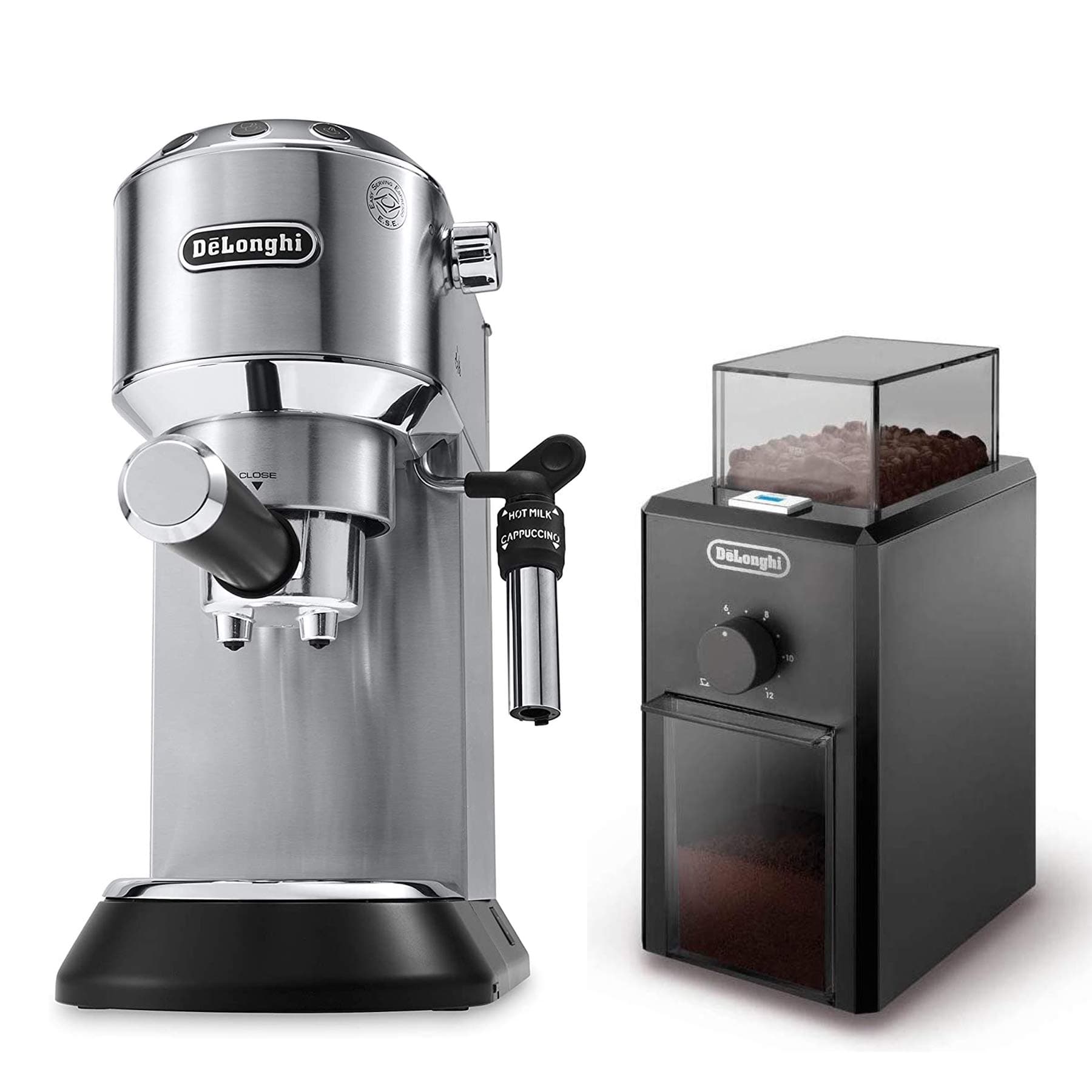 De'Longhi EC685 Dedica Style Pump Espresso Machine with Grinder (M, Silver)