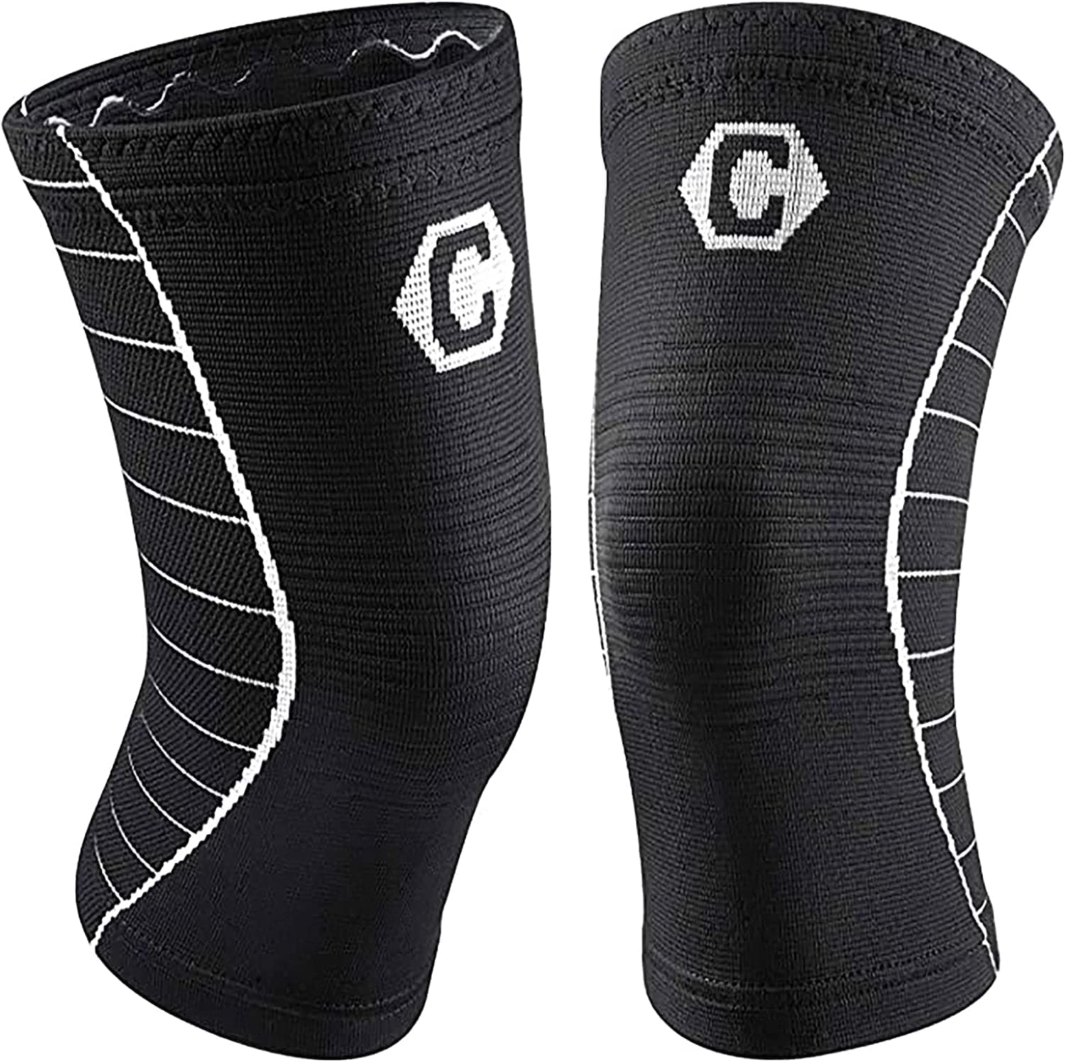 CAMBIVO 2 Pack Knee Compression Sleeve, Knee Brace Support for Men and Women, Running, Hiking, Jogging, Sports,Workout, Gym