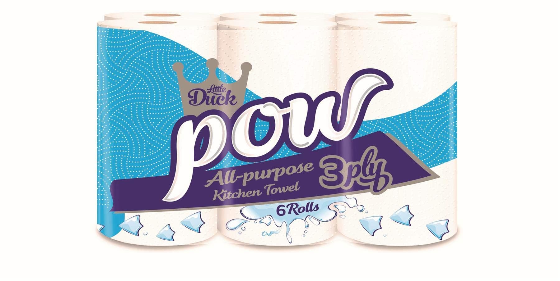 Task Pow 3 Ply Kitchen Roll All-Purpose Paper Towel (4 Packs of 6 - Total 24 Rolls)