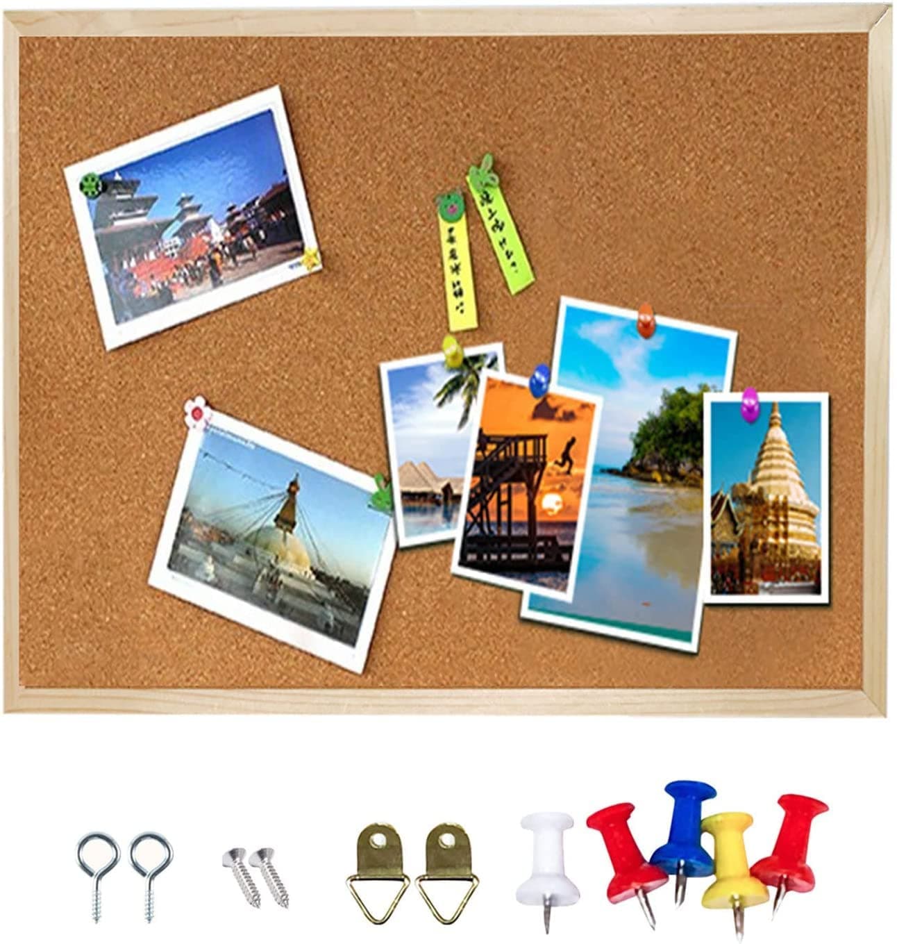 Quartet Cork Board Bulletin Board Double-Sided Cork Board Hanging Notice Board Wood Frame Pin Board for School Home Office Wood Framed Corkboard Message Board Vision Board (15.7x11.8")