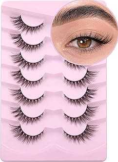 Kiromiro Lashes Natural Look False Eyelashes Wispies Short Faux Mink Lashes Fluffy 14mm Cat Eye Wispy Lashes Strip Eyelashes Pack