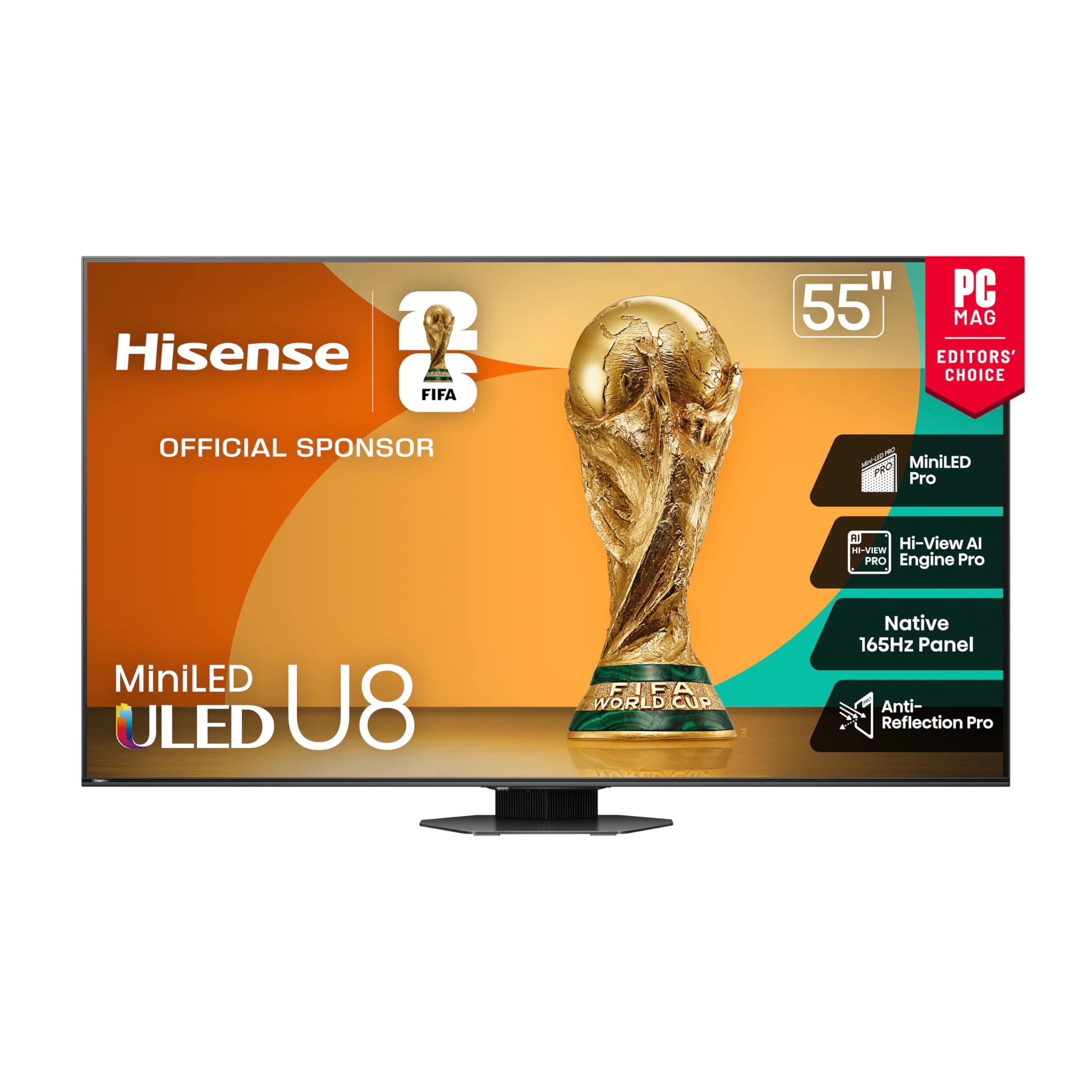 55" Class U8 Mini-LED ULED 4K UHD Google Smart TV (55U8QG, 2025 Model) - QLED, Native 165Hz, VRR 288, Up to LD5600, 5000 Nits, HDR10+, Dolby Vision IQ · Atmos, IMAX Enhanced, 4.1.2 Ch Audio