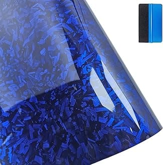 Forged Carbon Fiber Gloss Blue Vinyl Wrap Sticker Free Bubble Air Release DIY Decal Car Auto Vehicle Morotcycle Self Adhesive (50cm x 100cm)