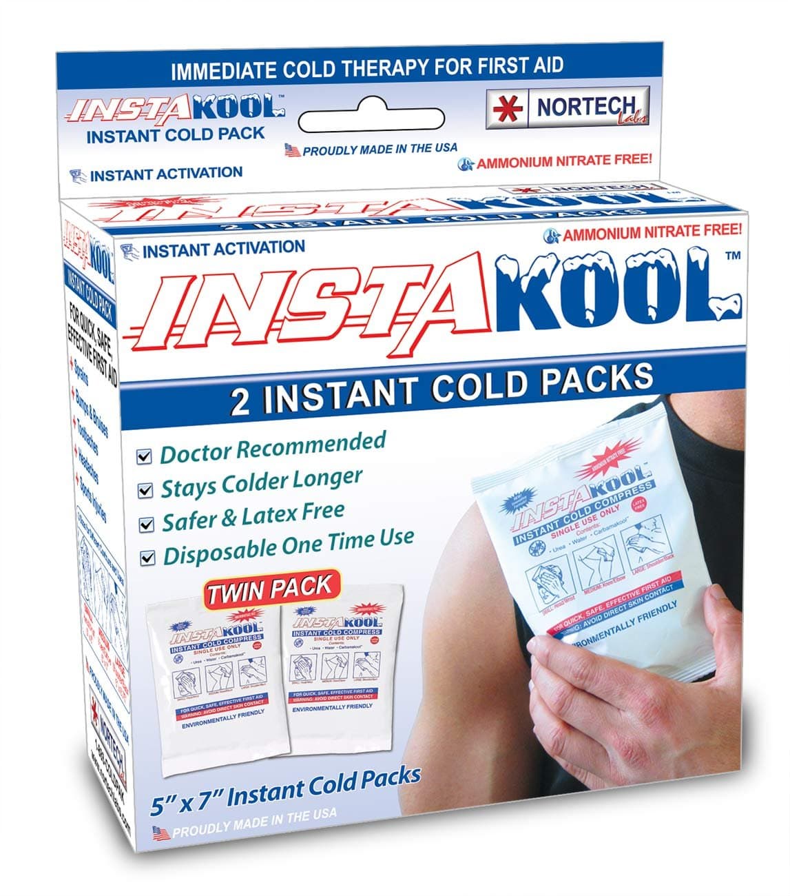 InstaKool Instant Cold Pack, 5" x 7" - 2/Box (Twin Pack)