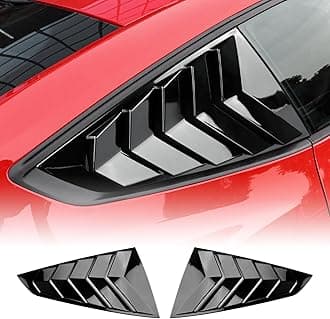KUNGKIC for 2024 2025 Mustang Rear Side Window Louvers Air Vent Scoop Louvers Window Scoop Louvers Covers ABS Sun Rain Shade Vent Sport Style Cool Exterior Decoration ABS (Black)