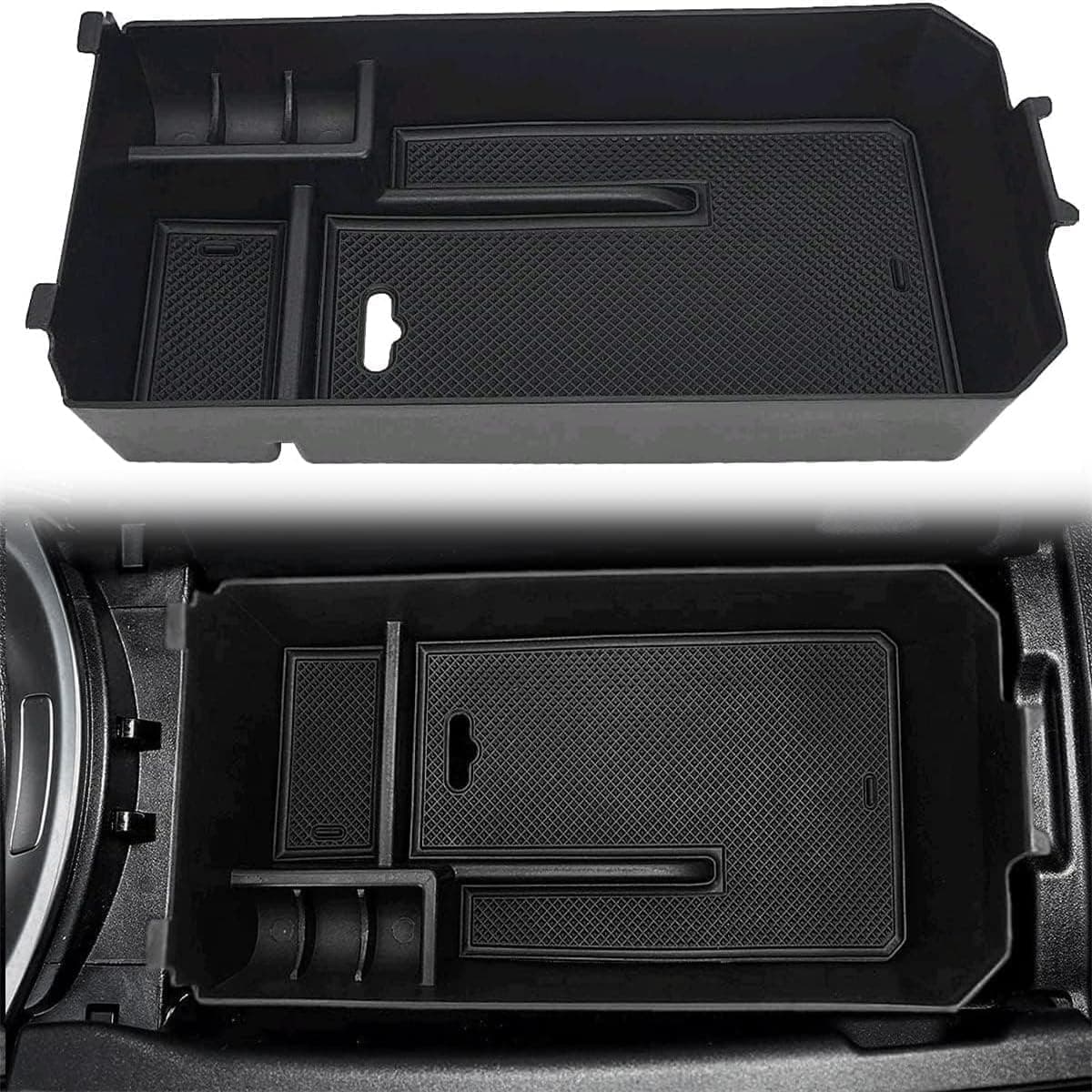 X spring Center Console Organizer, Armrest Storage Box, Phone Holder, Secondary Armrest Console Storage Box, Car Interior Accessories, Container Tray for Benz GLC C200L GLC260, 27.5×14×9cm