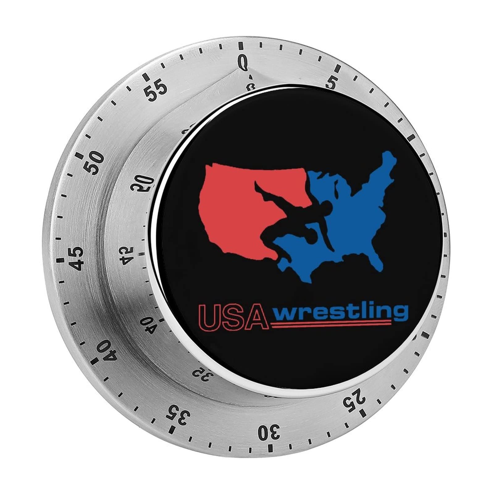 USA Wrestling Round 60 Minute Wind Up Timer Clock Digital Visual Mechanical Time Management for Kitchen Classroom