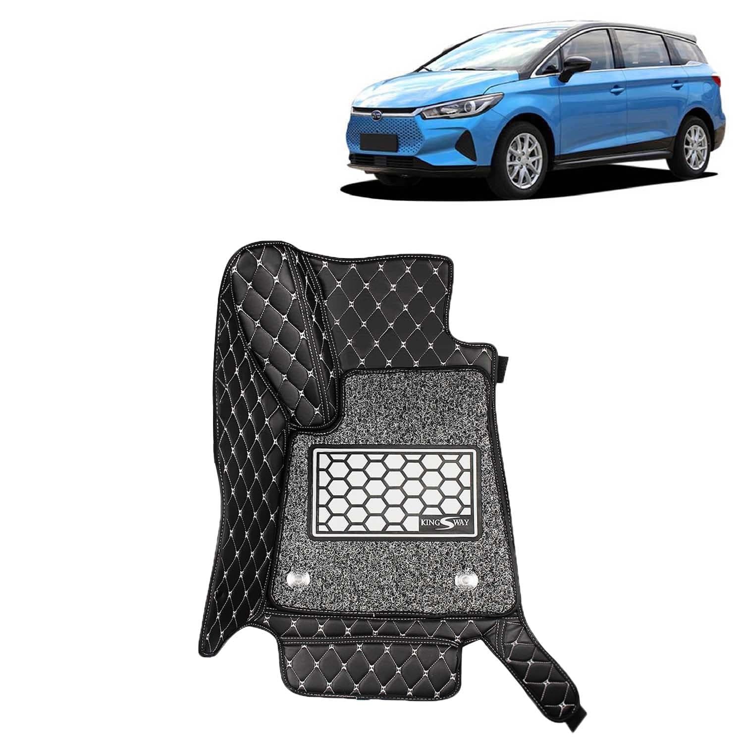 Accessories Premium 7D Car Floor Mats Only Compatible with BYD E6 Year 2021 to 2024 All Model, Set of 3 Pcs, 100% Waterproof & Washable Luxury 7D Car Foot Mats, Black