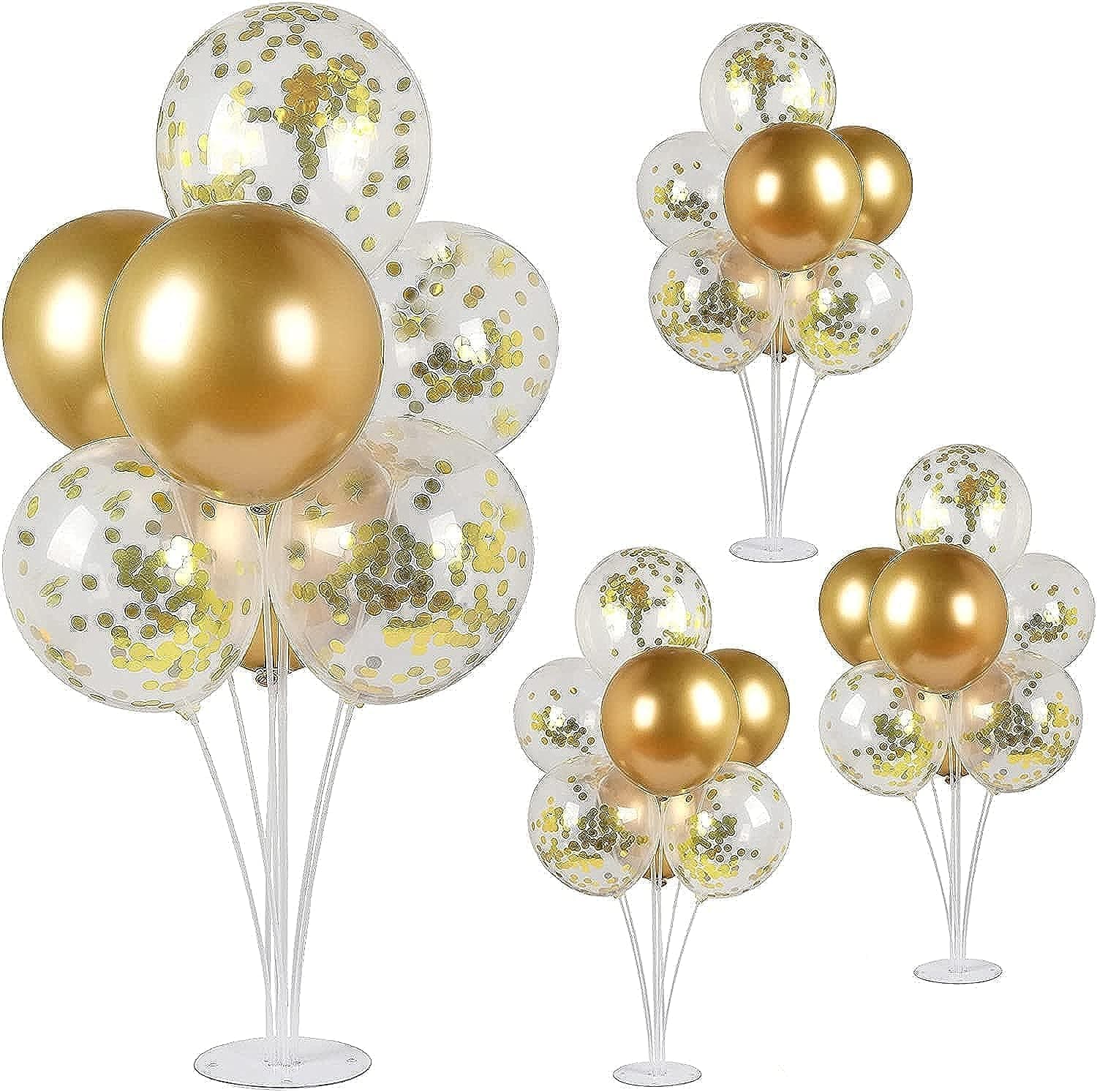 SKY-TOUCH 4 Sets Balloon Stand Holders with 28Sticks，Each Balloon Stand Can Decorate 7 Balloons，Durable and Reusable for Birthday Wedding Party Decorations Supplies