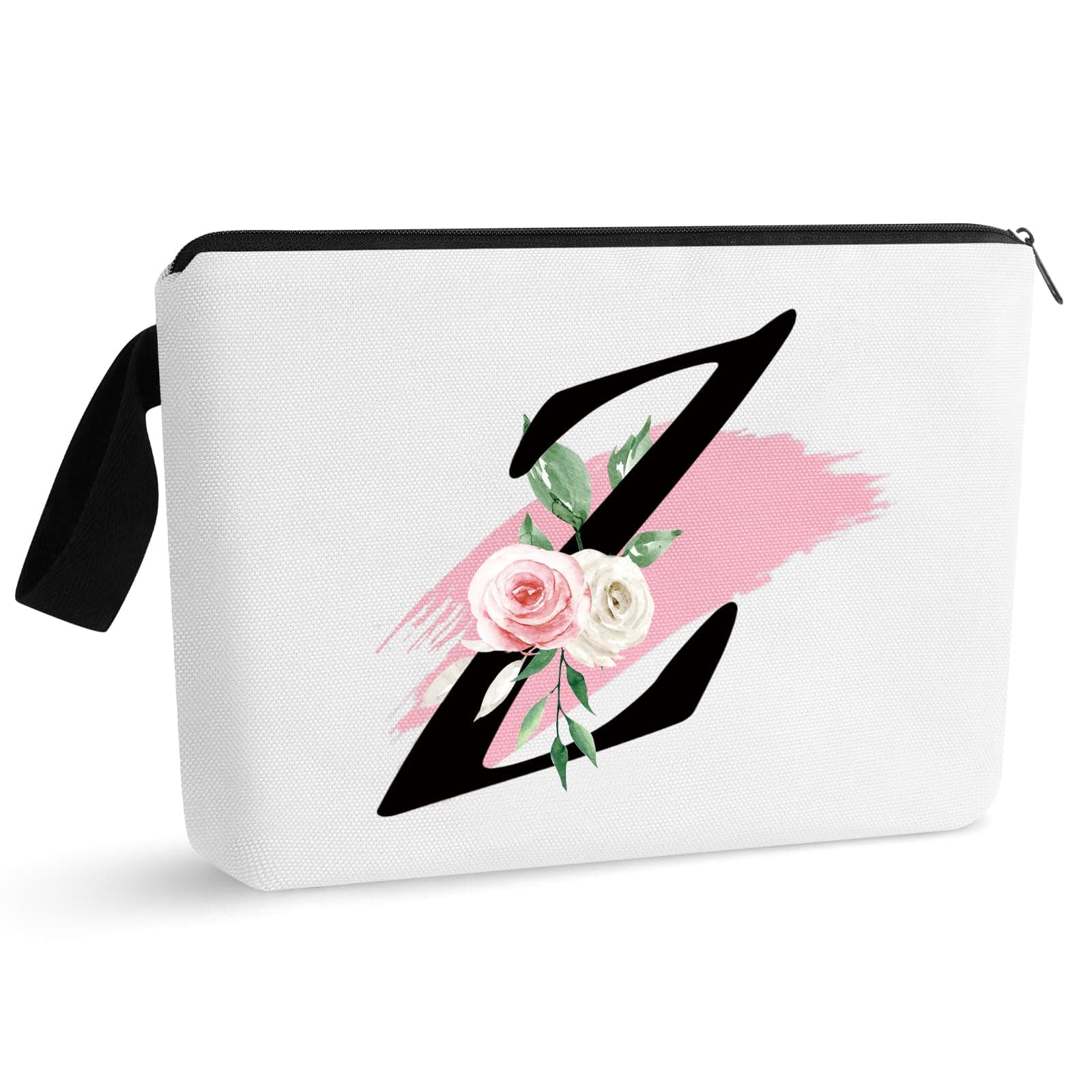 Initial Monogram Personalized Makeup Bag, Valentin's Day Gift for Her, Portable Cosmetic Bag Toiletry Bag, Personalized Cosmetic Bag Birthday Gifts for Friends Bridesmaids Gifts (Z)