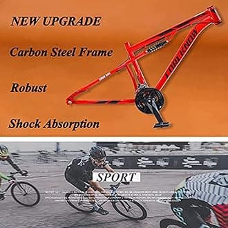 REOTEL Mountain Bikes Men 26 Inch Adult Fat Tyre Mountain Bike with Full Suspension, High-carbon Steel Large Frame Dual Disc Brake Giant Bicycle,Black 3 Spoke,30 Speed