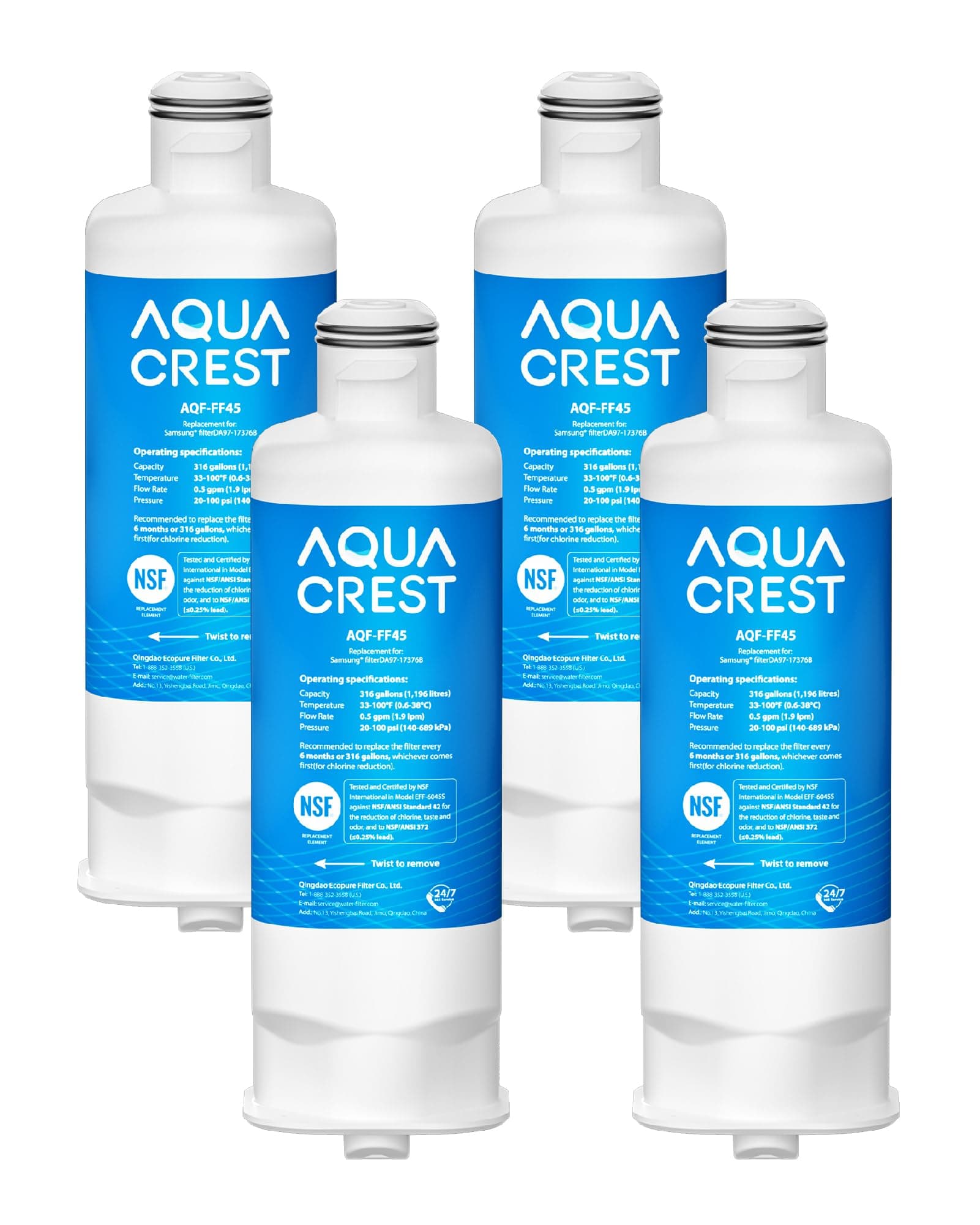 DA97-17376B Replacement for Samsung DA97-08006C, HAF-QIN/EXP, RS27T5200SR, RF28T5001SR, RF24R7201SR, RF28R6201SR, AQF-FF45, Refrigerator Water Filter (4 Pack)