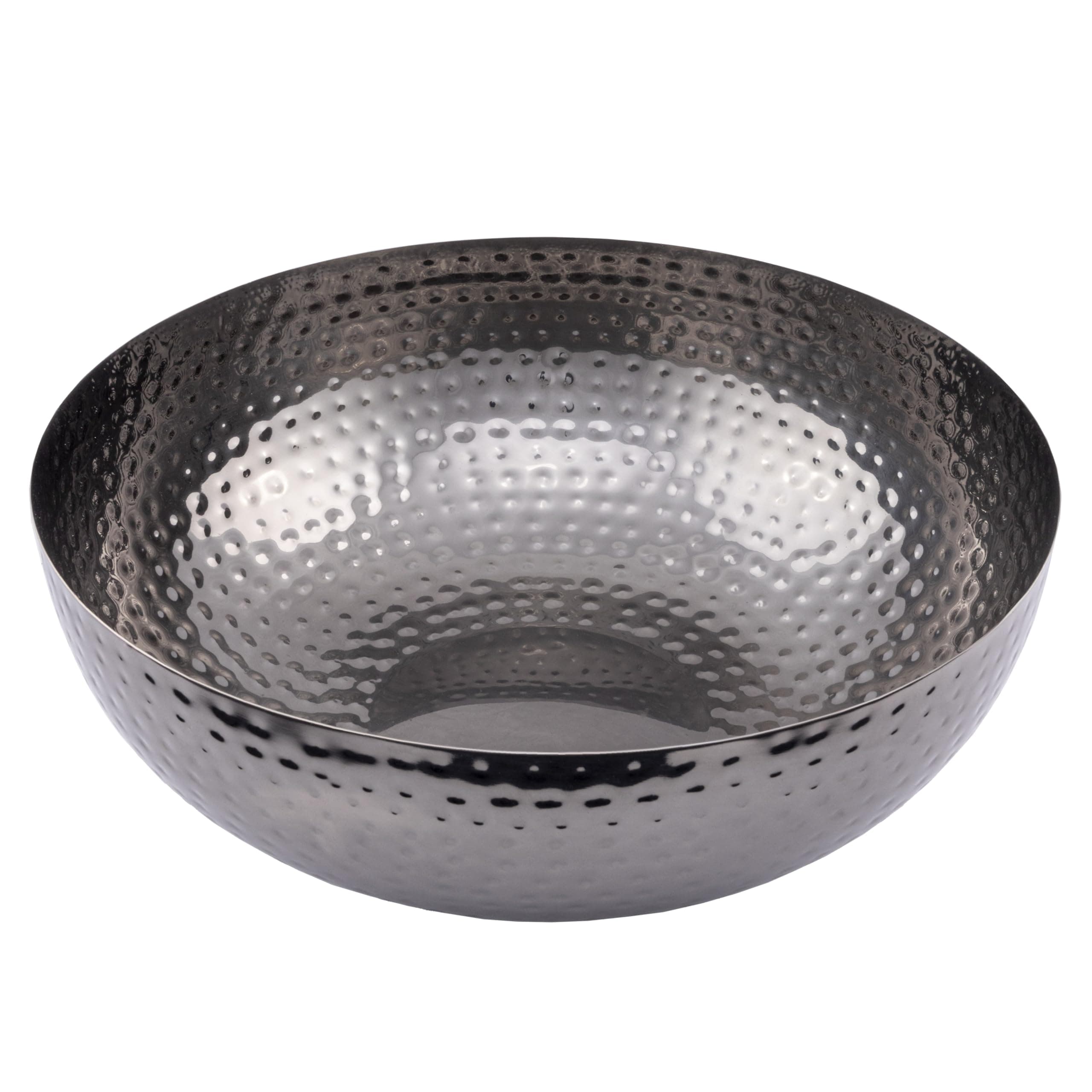 Round Hammered Metal Bowl, Oxidized Silver