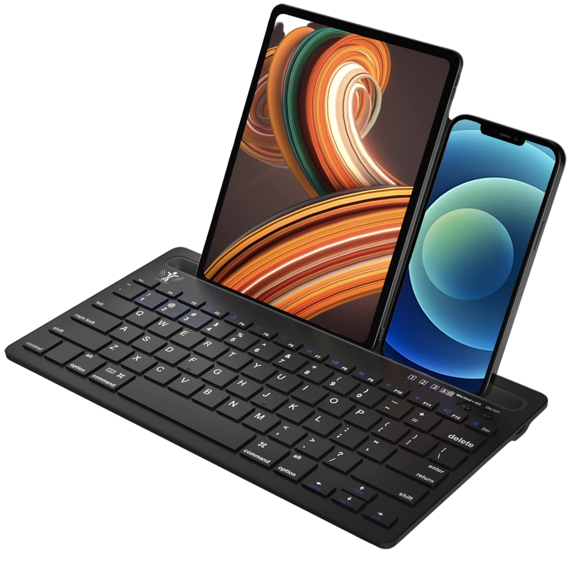 Bluetooth Keyboard for iPad, iPhone, Android, Apple, Windows – Streamlined, Compact Multi Device Keyboard – Ergonomic Bluetooth Wireless Keyboard for Mac, PC – Computer Keyboard Bluetooth by Vortec