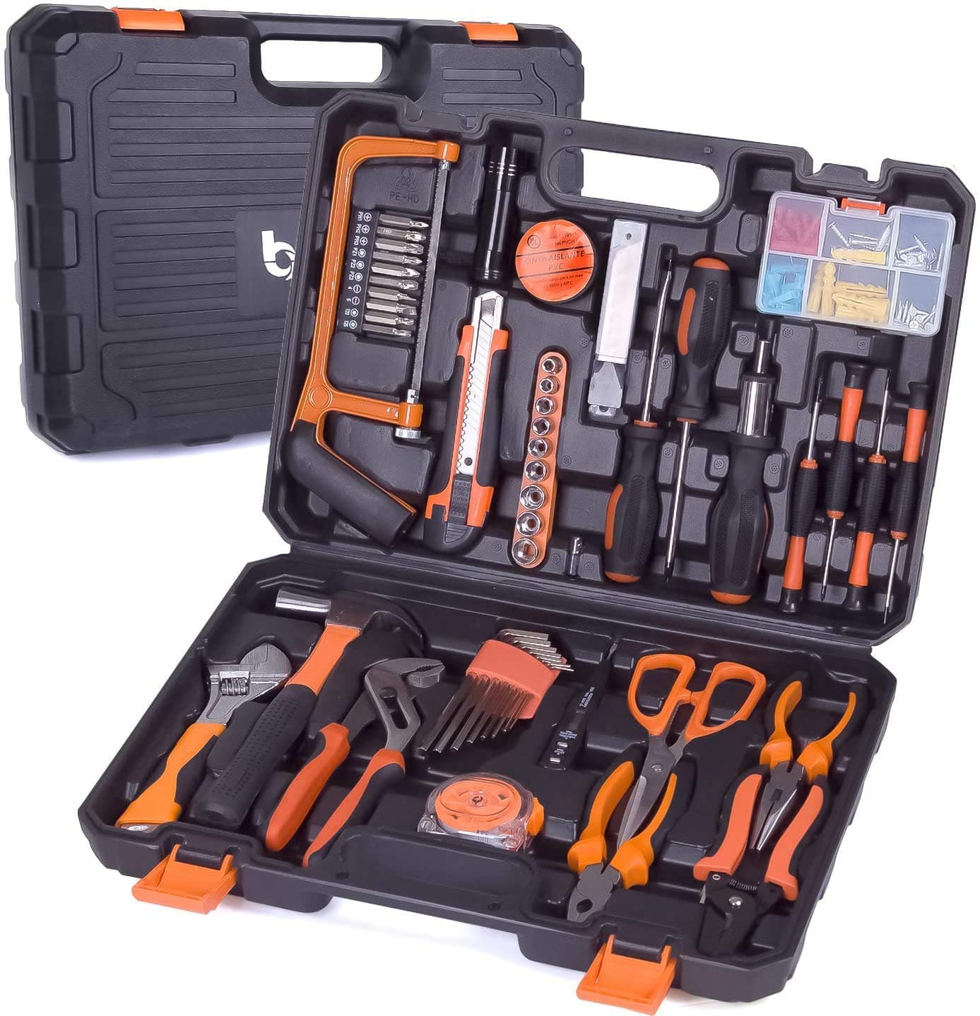 Hadwin Tool Set Kit for Home Use, 102 Piece Household DIY Repair Tool Set for Men with Plastic Tool Box Storage,Suitable for Home, Garage and Workshop