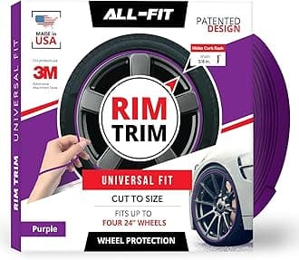 All-Fit Automotive Rim Trim – Durable DIY Car Exterior Accessories for Curb Rash Protection – Fits Up to Four 24” Wheels – Flexible, Durable Wheel Rim Protector (3/8″ Width/Purple)