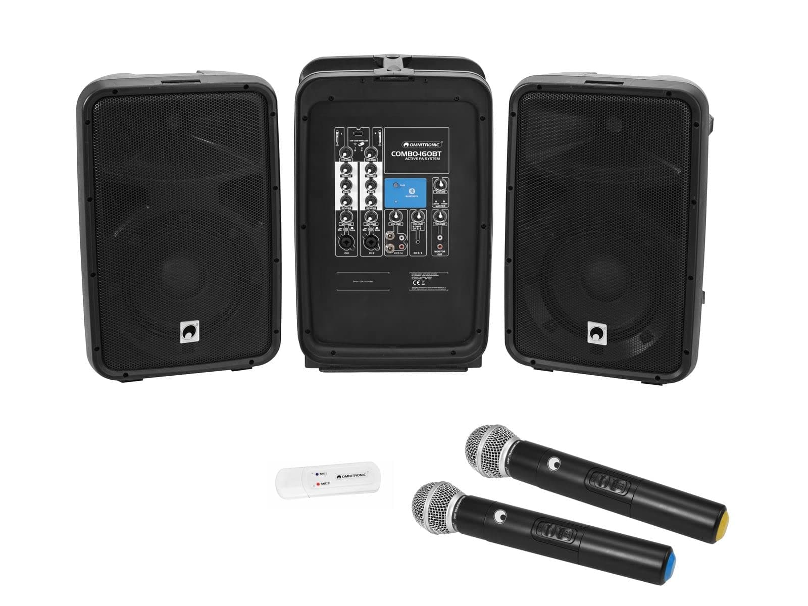 OmnitronicSet COMBO-160BT active PA system + UWM-2HH USB Wireless mic set