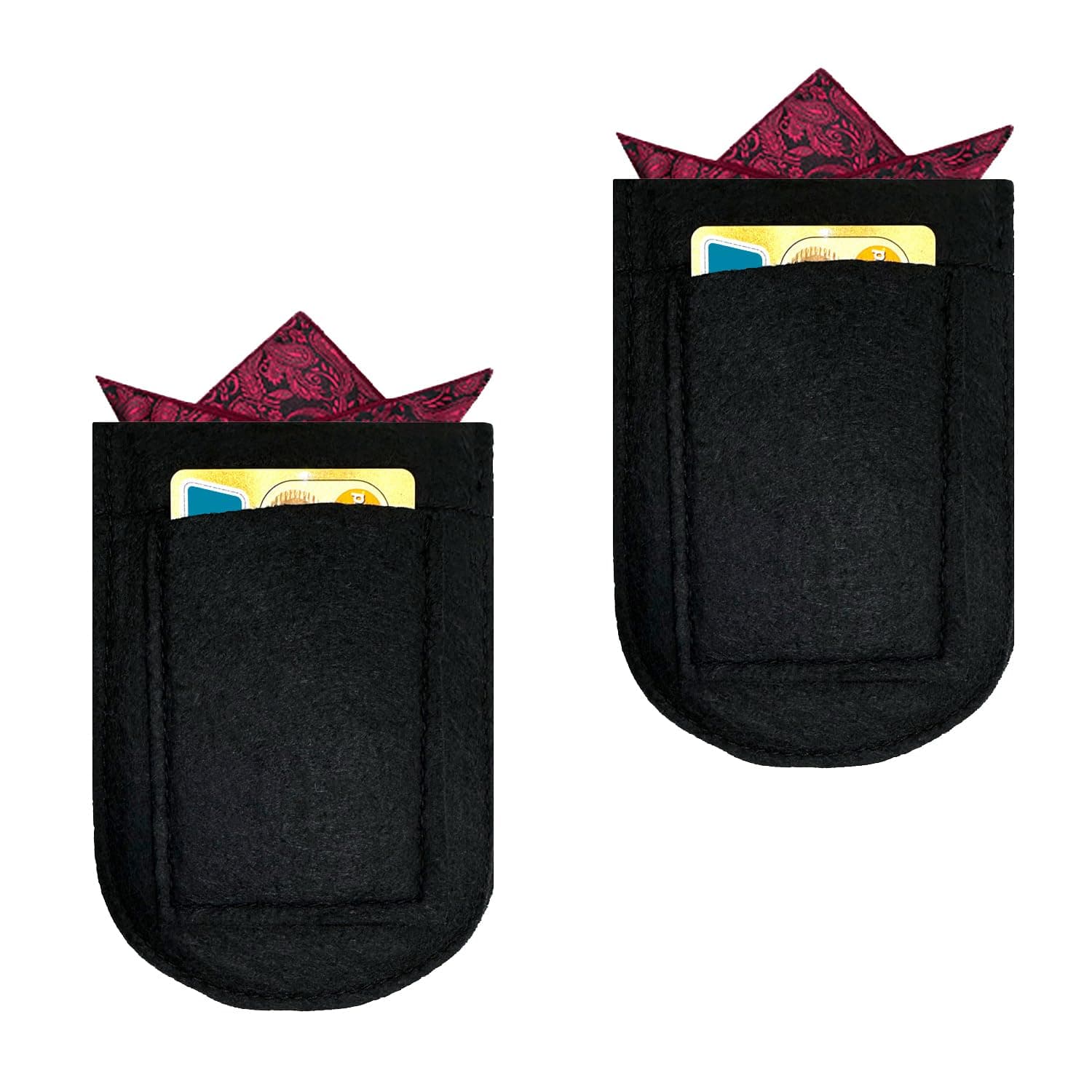 2 Pack Pocket Square Holder Soft Fibre Pocket Square Holder Keeper for Men's Suit/Blazer/Coat Handkerchief