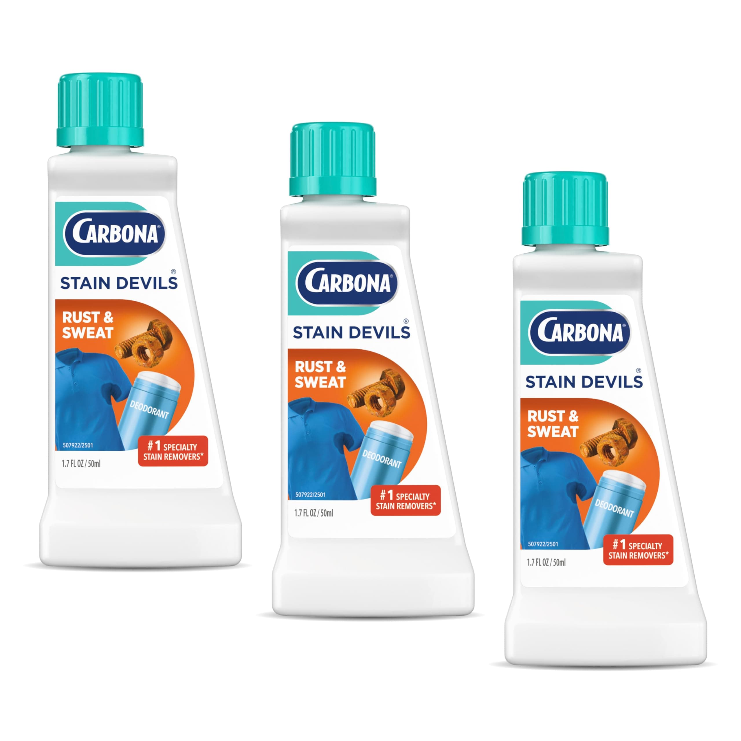 Stain Devils® #9 | Rust & Perspiration | Professional Strength Laundry Stain Remover | Multi-Fabric Cleaner | Safe On Skin & Washable Fabrics | 1.7 Fl Oz, 3 Pack