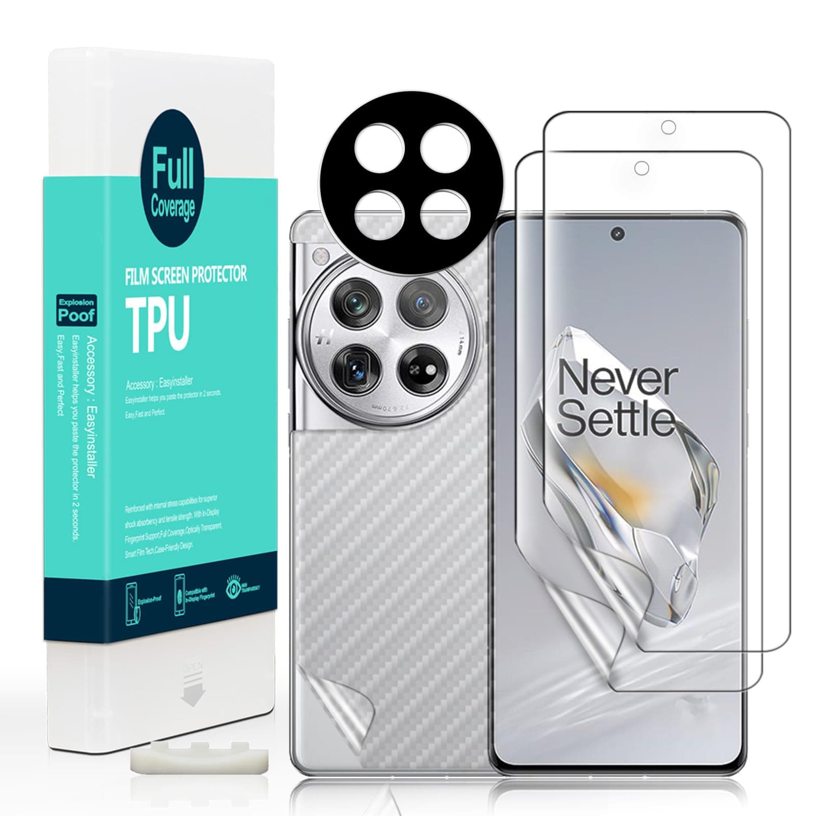 Screen Protector For Oneplus 12 5G 6.82"[2 Pack],Flexible TPU Film,With 1Pc Camera Lens Protector,1Pc Back Film,Bubble Free,Easy to install