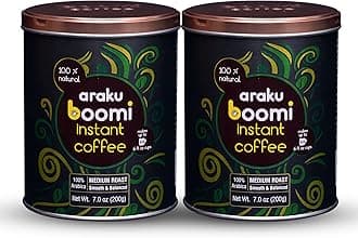 Boomi Premium Single Origin Instant Coffee Powder - Medium Roast, 100% Arabica, Mold & Mycotoxin Free, Low Acid | 7oz Tin (2 Pack)