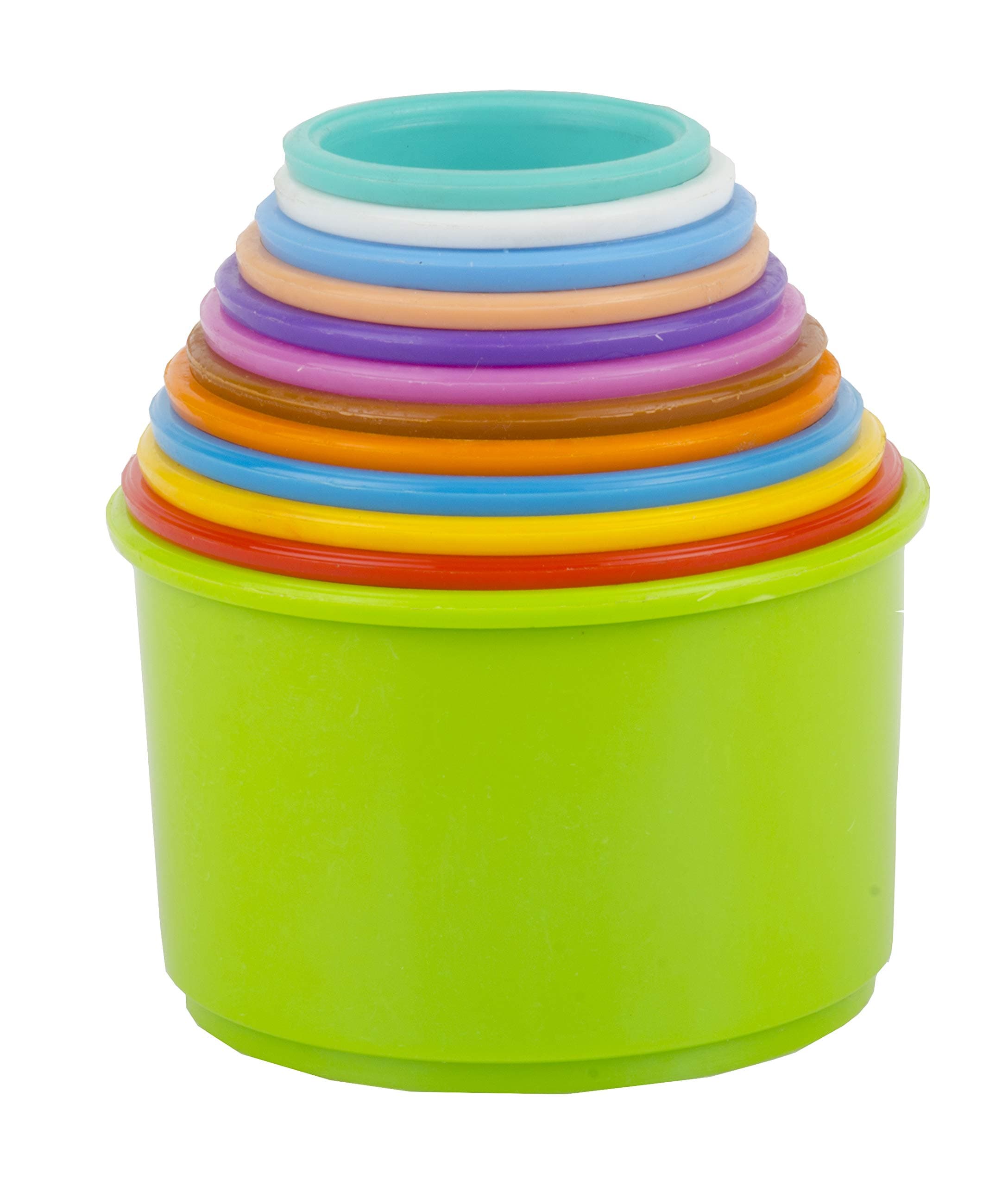 TOY FUN Plastic Build Up Beakers Stacking and Nesting Toy for Kids, Multicolour - 12 Pieces