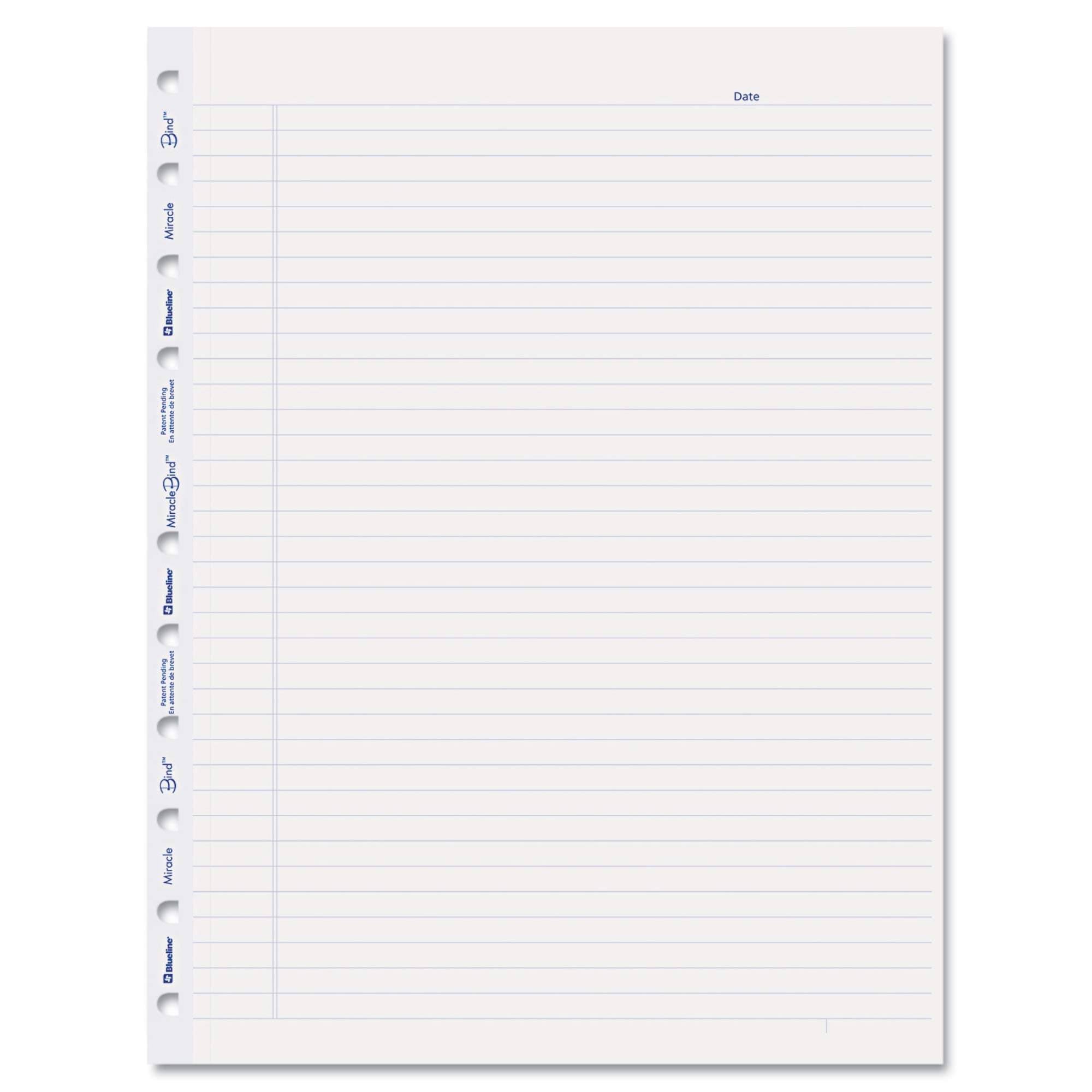 Blueline MiracleBind Ruled Paper Refill Sheets,REFILL,NTBK PGES,50/PK,WH