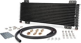 Low Pressure Drop Transmission Oil Cooler LPD47391 4739 40,000 GVW with Mounting Hardware (Black)