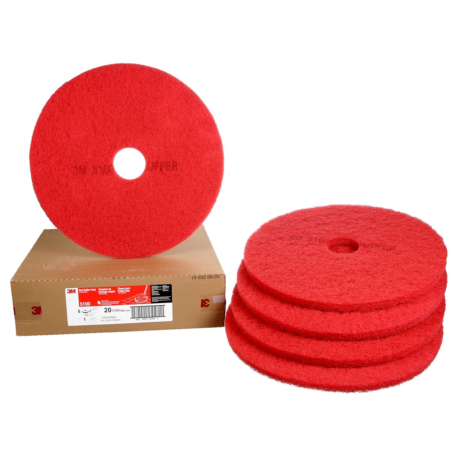 Red Buffer Pad 5100, 17 in, 5/Case