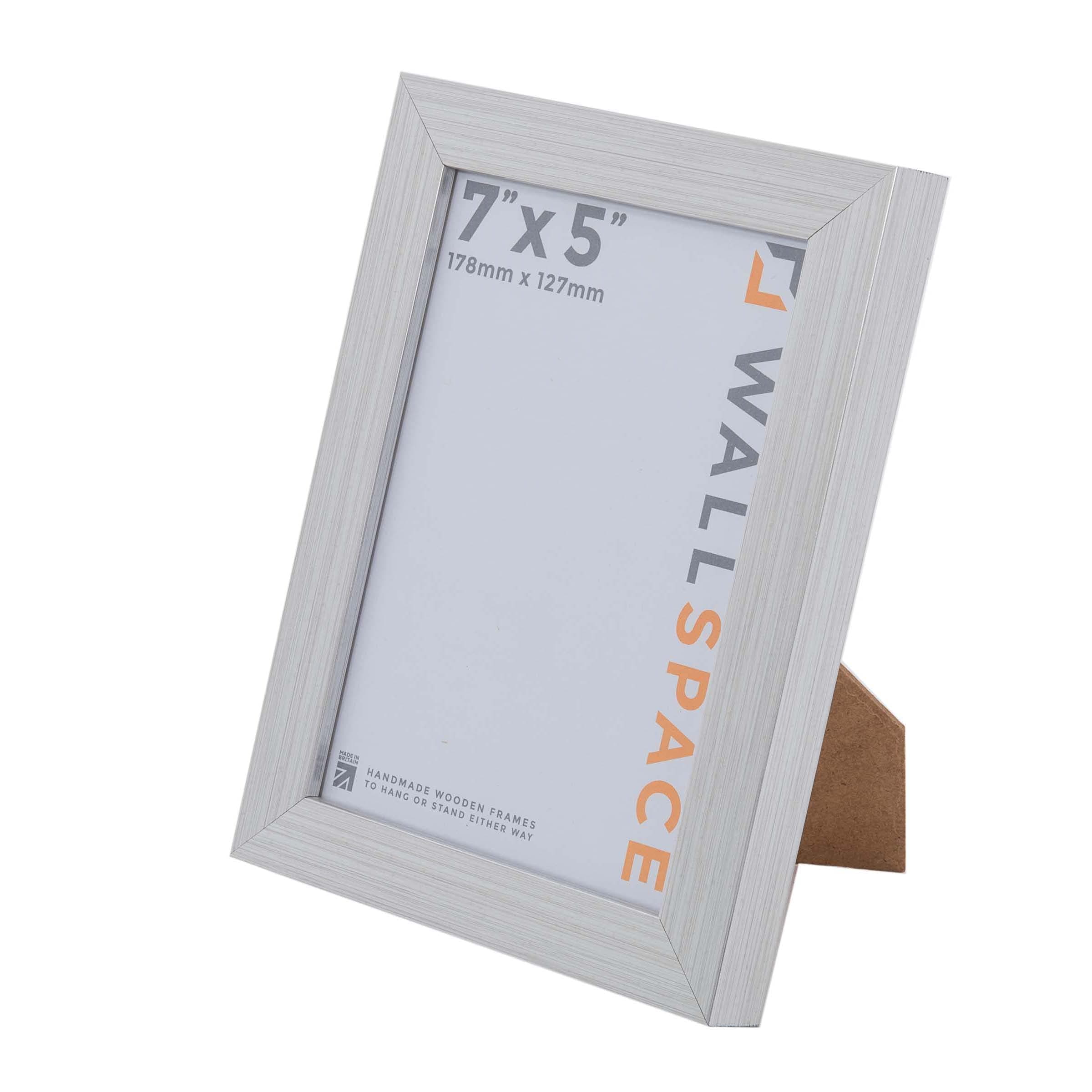 Wall Space 7x5 Silver Frame | Modern Silver Photo Frame 7 x 5 inches | 7x5 inch Silver Photo Frame | Wooden 7x5 Photo Frames | Silver 5x7 Photo Frame made from SOLID WOOD with REAL GLASS