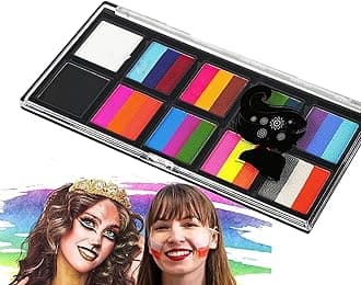 26-Color Rainbow Face Body Painting Kit for Kids and Adults | Water-Based Safe & Non-Toxic Split Cake Face Paint Palette | Includes 1 Brushes | Party Makeup Set for Halloween, Cosplay, and Carnival