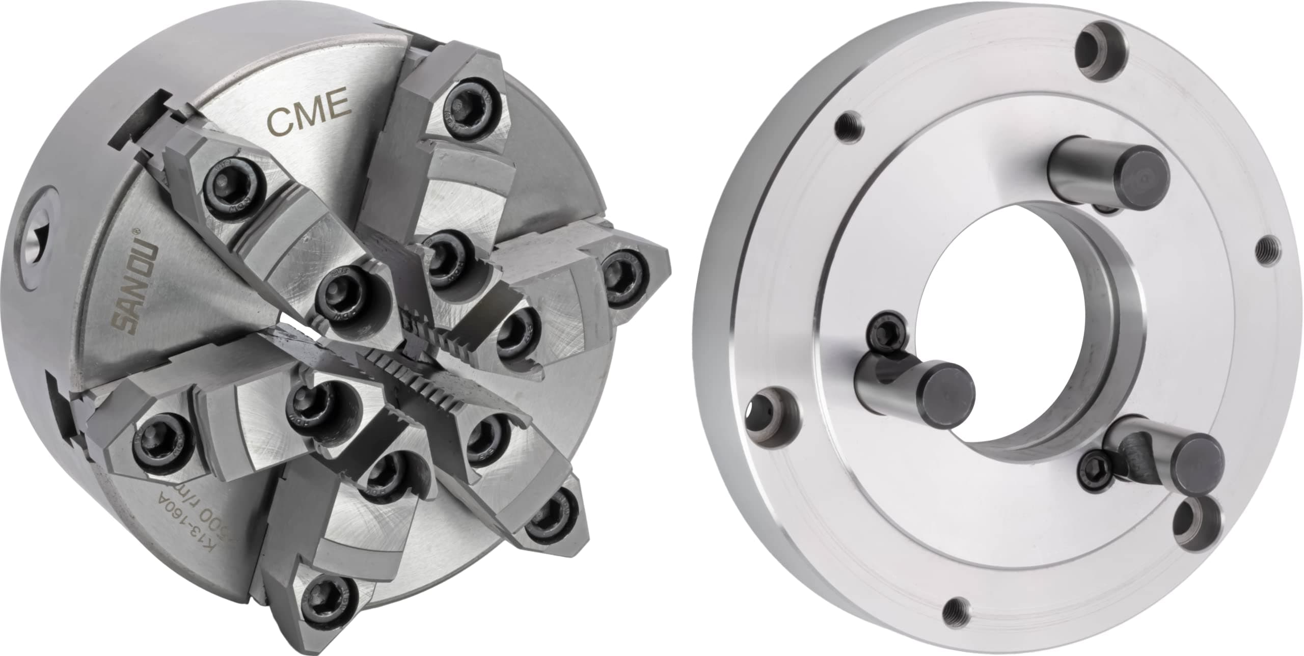 CME 6" 6-Jaw Self-Centering (Scroll) Lathe Chuck with D1-4 Camlock Backing Plate, Two-Piece Reversible Jaws