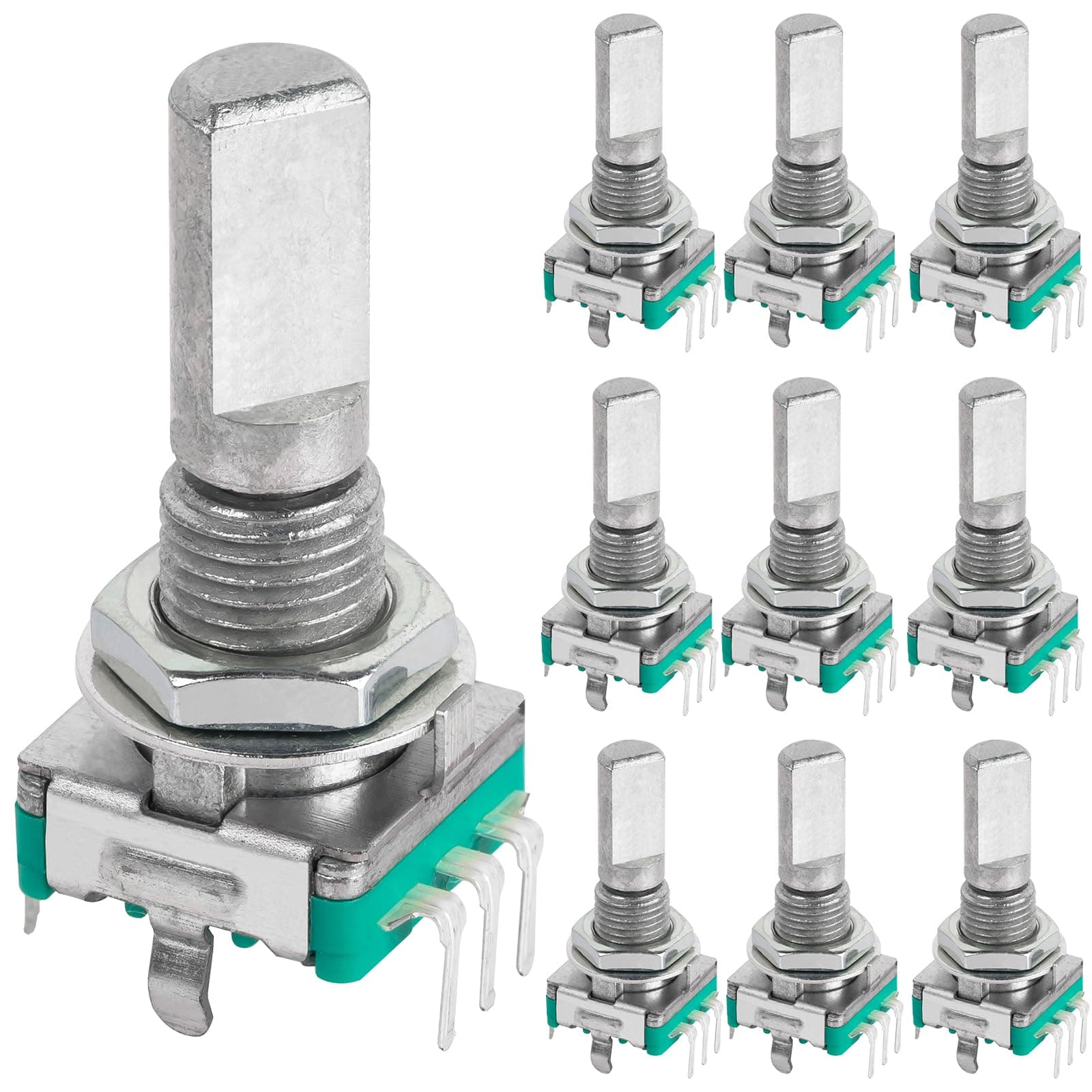 10 Pcs EC11 Rotary Encoder Dode Switch Audio Digital Potentiometer with Switch - 20MM