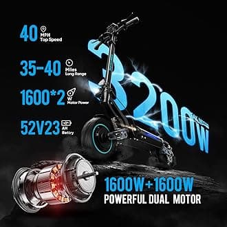 Skycore RS3/RS3 PRO/RS5 Electric Scooter Adults - Max 40/50 MPH, 3200W,Max 40/60/62 Miles Long Range, LCD Display - Scooter for Adults