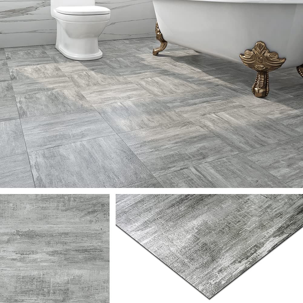 Grey wood effect floor tiles