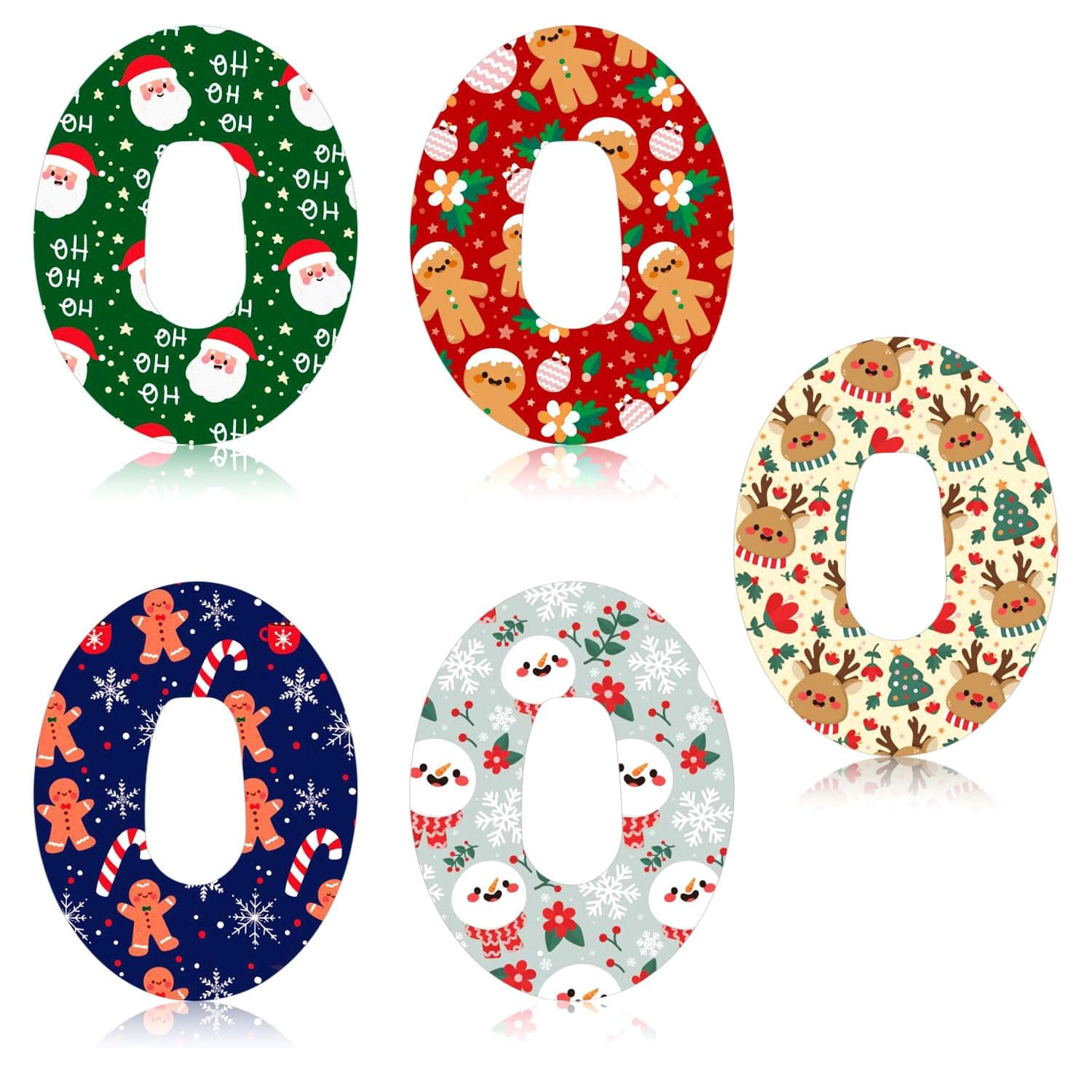 30 Sheets Adhesive Patches for Dexcom G6, Christmas Theme Patches, Accessories for G6 Sensor (5 Styles)
