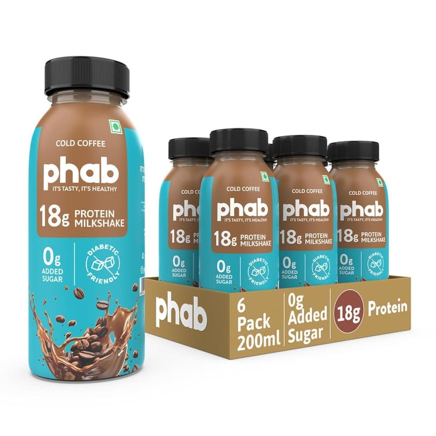 Protein Milkshake | Pack of 6 x 200ml | Cold Coffee Flavor | 18g Protein | Vitamin B12, A, D | Rich Calcium Source | No Added Sugar | Healthy & Delicious